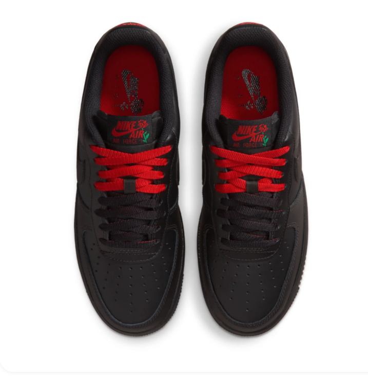 Nike Air Force 1 Low Rose Black University Red Green Floral Special Edition Sneakers