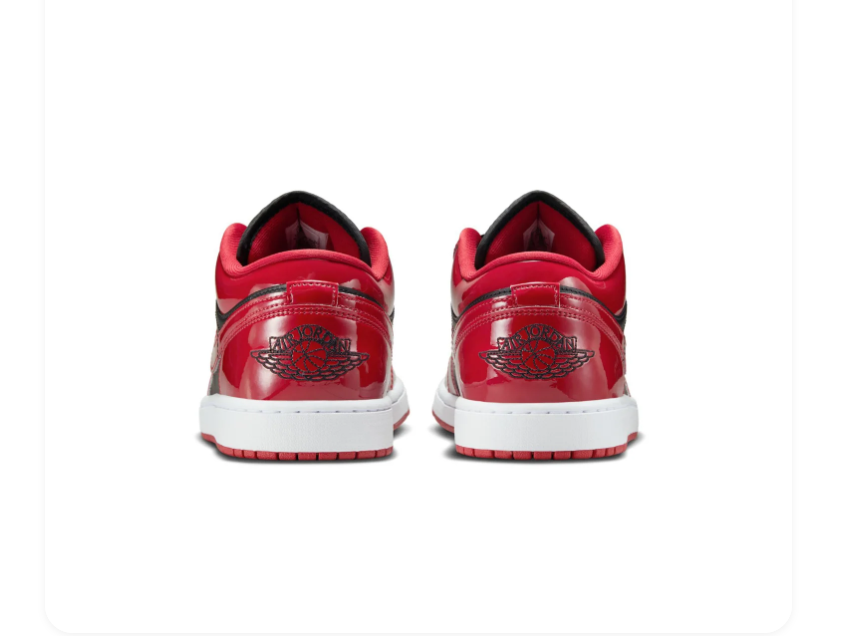 Air Jordan 1 Low Patent Leather Bred Black Red White Sneakers