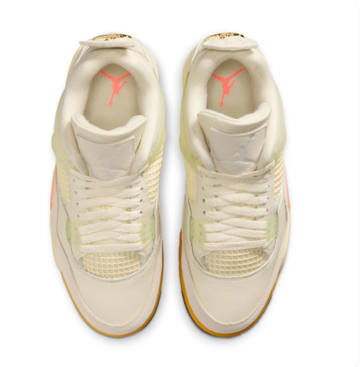 Air Jordan 4 Retro Shimmer Sail Peach Cream Gold Sneakers