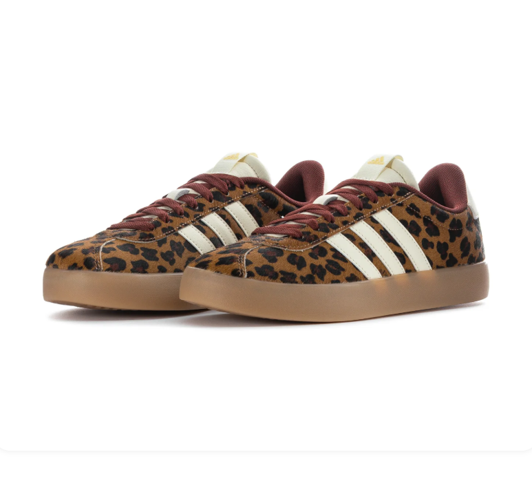 Adidas Gazelle Leopard Print Brown Cream Burgundy Gum Sneakers