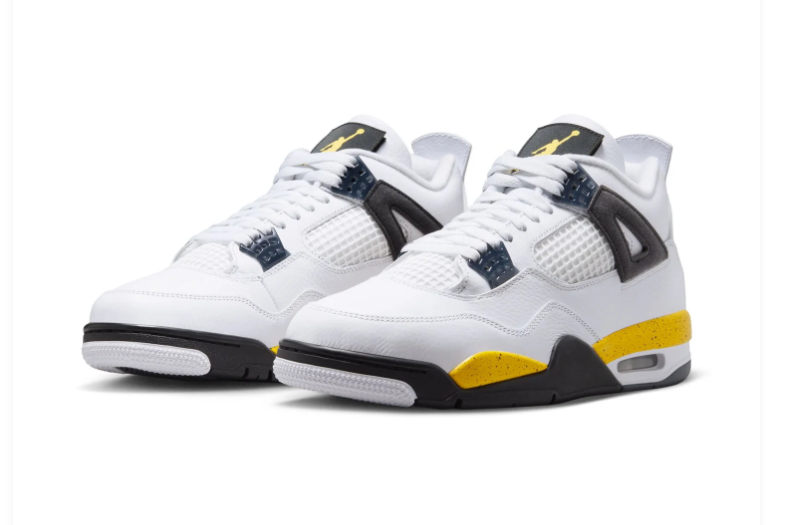 Air Jordan 4 Retro White Thunder Yellow Black Sneakers