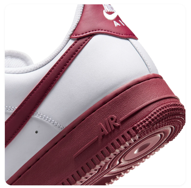 Nike Air Force 1 Low '07 White Team Red Swoosh Red Sole Classic Court Sneakers