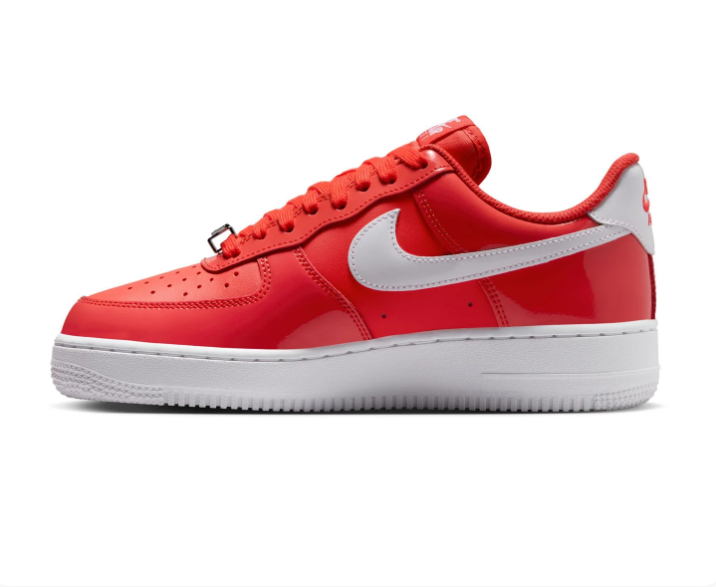 Nike Air Force 1 Low '07 LV8 University Red Patent Leather White Swoosh Sneakers