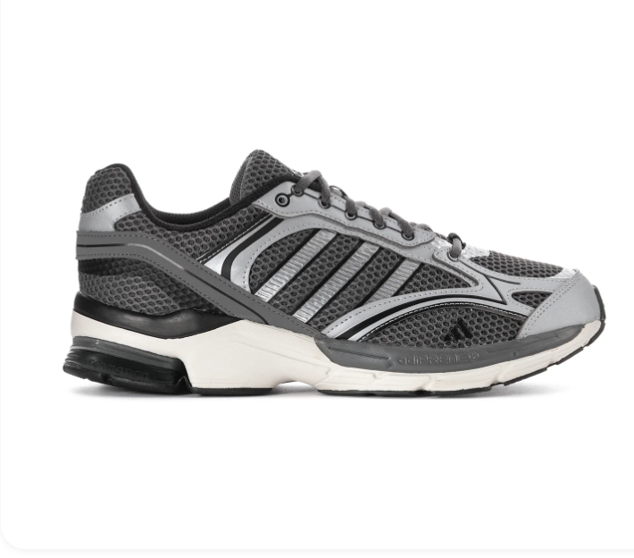 Adidas Retro Running Sneakers Grey Silver Black Chunky Sole