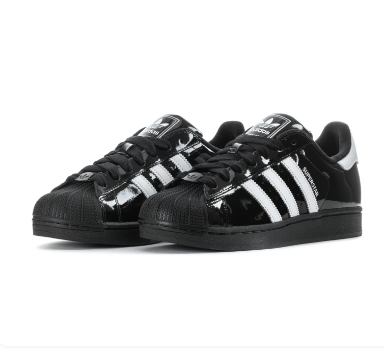 Adidas Superstar Black Patent Leather White Shell Toe Sneakers