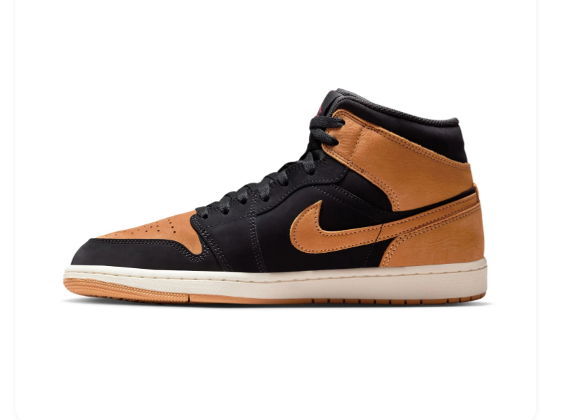 Air Jordan 1 Mid Wheat Black Ale Brown Pink Sneakers
