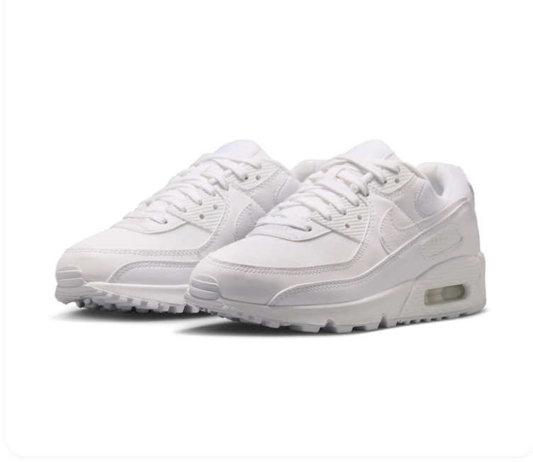 Nike Air Max 90 Triple White Classic Leather Sneakers