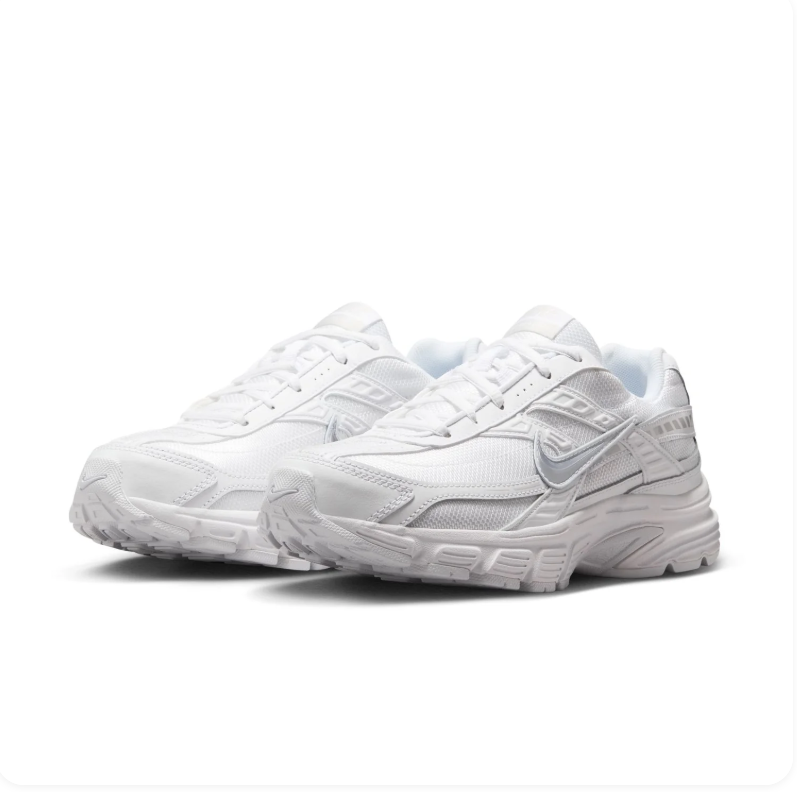 Nike Initiator Triple White Metallic Silver Retro Running Sneakers