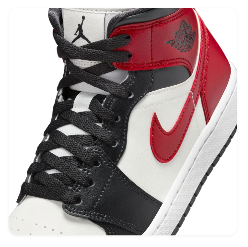 Air Jordan 1 Mid Chicago Black Red White Sneakers