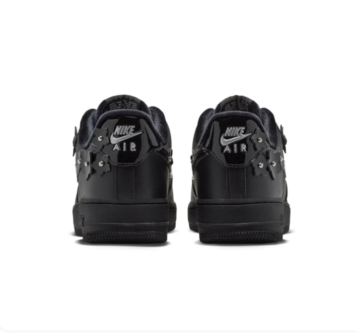 Nike Air Force 1 Low '07 SE Triple Black Floral Charm Sakura Stud Special Edition Court Sneakers