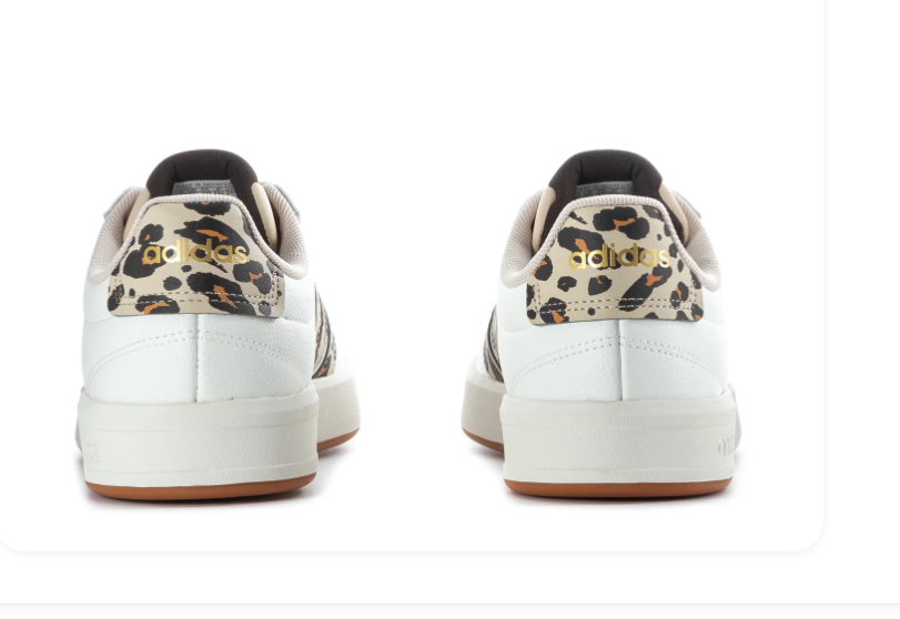 Adidas Grand Court Leopard Print White Cream Gum Sneakers