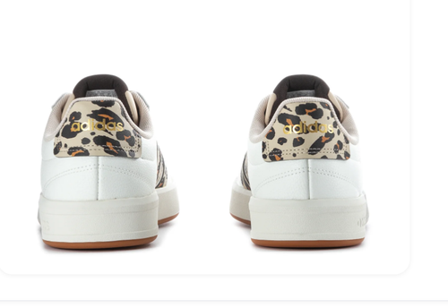 Adidas Grand Court Leopard Print White Cream Gum Sneakers