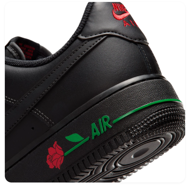 Nike Air Force 1 Low Rose Black University Red Green Floral Special Edition Sneakers