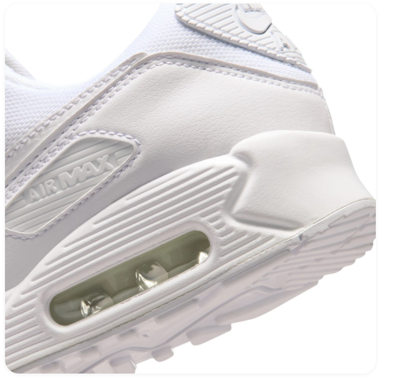 Nike Air Max 90 Triple White Classic Leather Sneakers