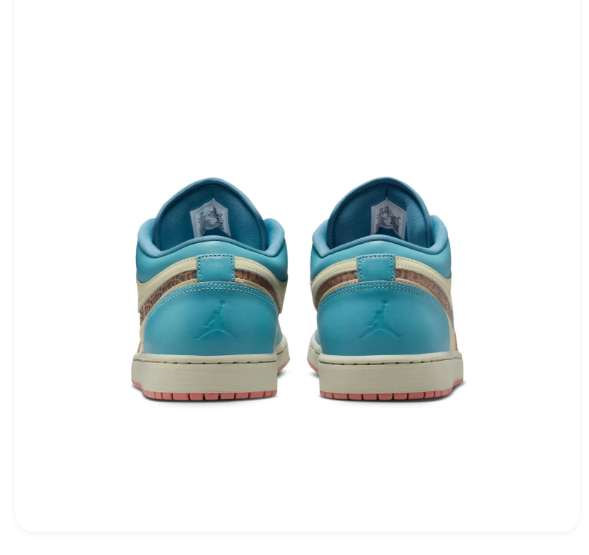 Air Jordan 1 Low SE Dia de Muertos Cerulean Blue Sail Pink Geometric Swoosh Sneakers