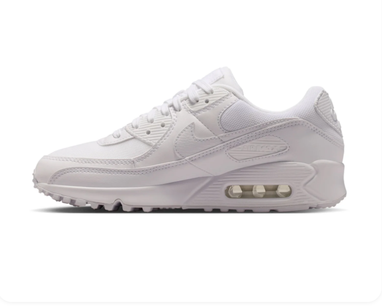 Nike Air Max 90 Triple White Classic Leather Sneakers