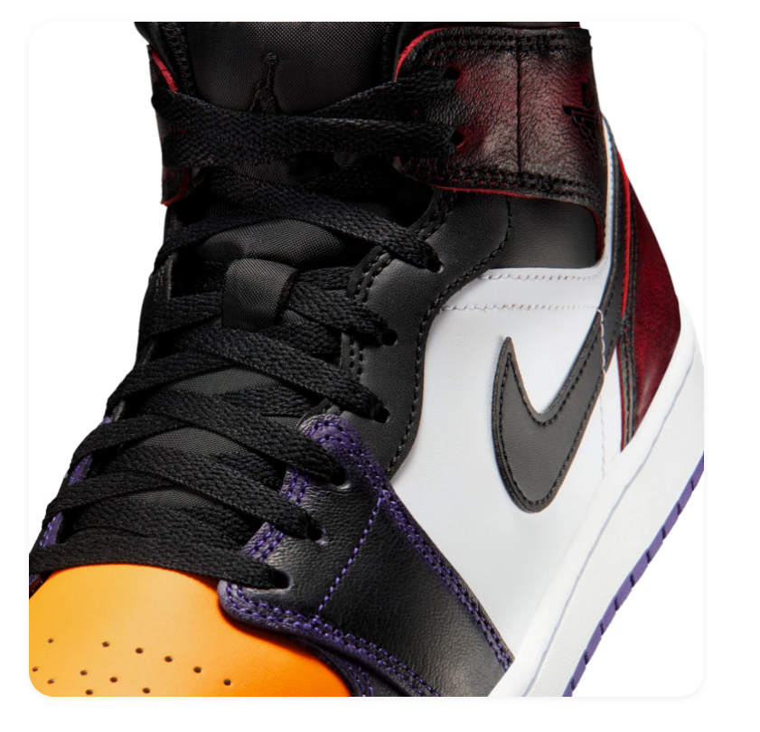 Air Jordan 1 Mid Lakers Purple Gold Black White Sneakers