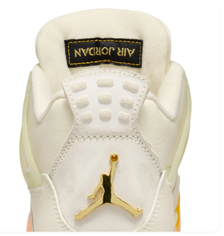 Air Jordan 4 Retro Shimmer Sail Peach Cream Gold Sneakers