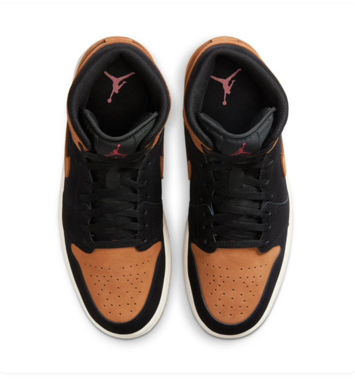 Air Jordan 1 Mid Wheat Black Ale Brown Pink Sneakers