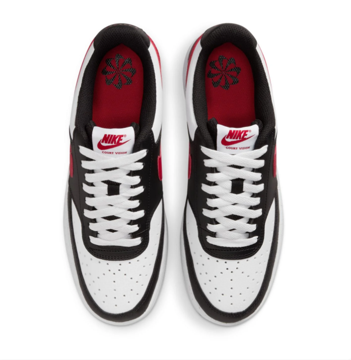 Nike Court Vision Low Black White University Red Classic Leather Sneakers