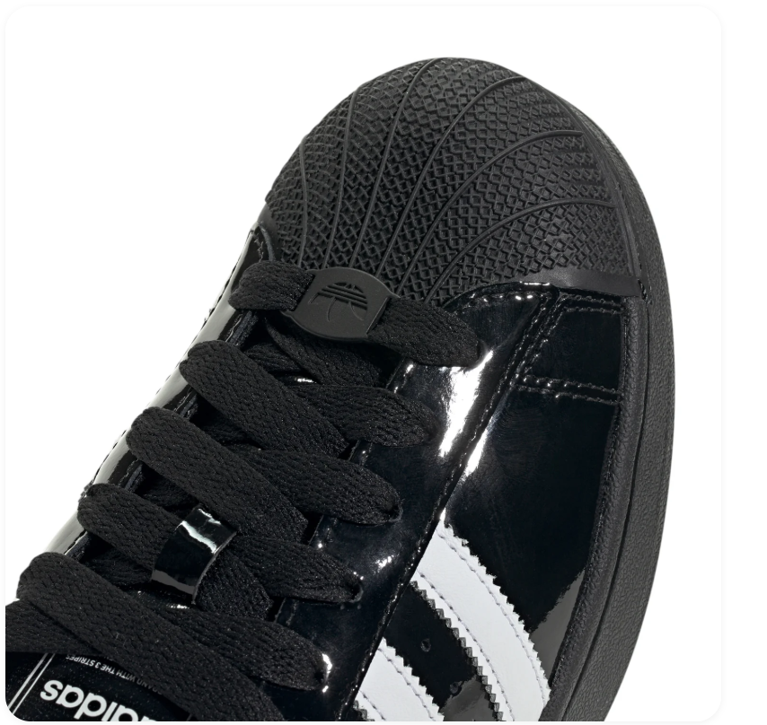 Adidas Superstar Black Patent Leather White Shell Toe Sneakers