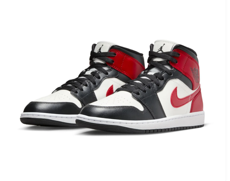 Air Jordan 1 Mid Chicago Black Red White Sneakers