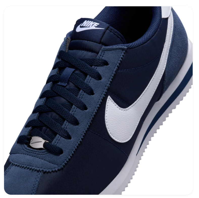 Nike Cortez Midnight Navy White Nylon Classic Retro Sneakers