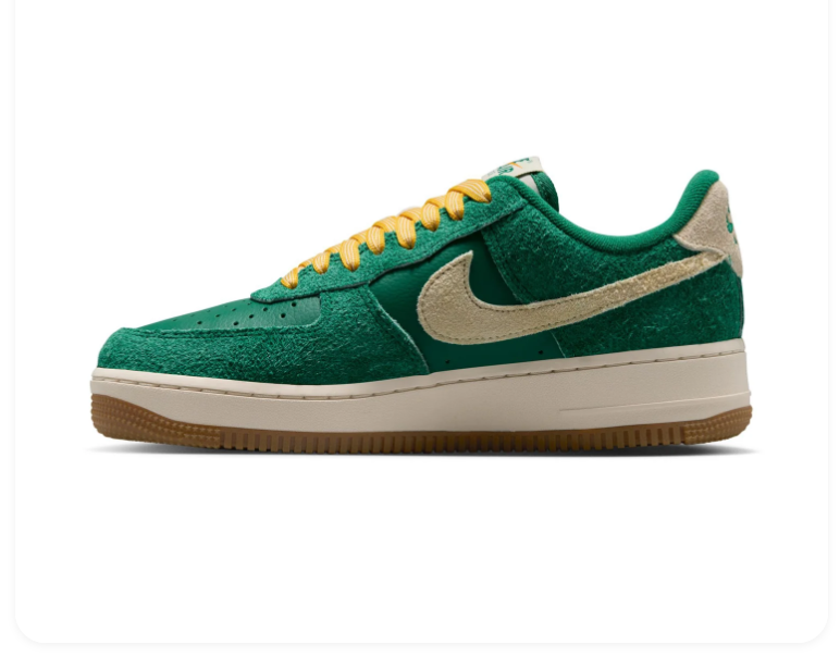 Nike Air Force 1 Low '07 Malachite Green Sail University Gold Embossed Texture Gum Classic Court Lifestyle Sneakers