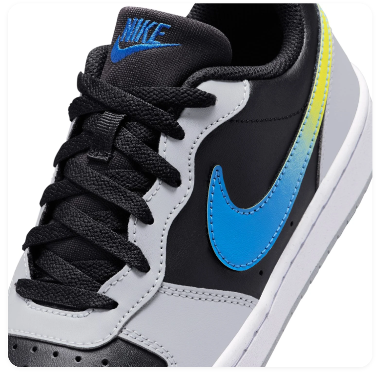 Nike Court Vision Low Black Wolf Grey Photo Blue Yellow Strike Multi-Color Court Lifestyle Sneakers