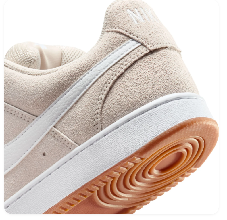 Nike Court Vision Low Premium Sanddrift White Gum Suede Tonal Court Sneakers