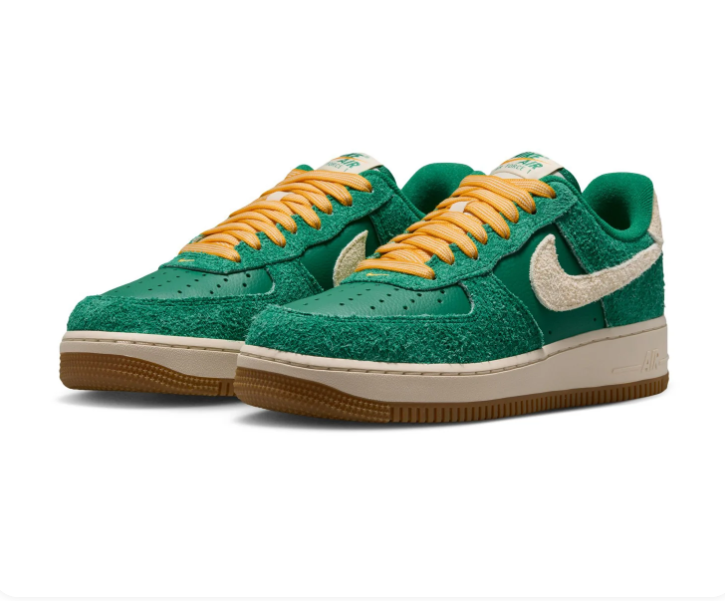 Nike Air Force 1 Low '07 Malachite Green Sail University Gold Embossed Texture Gum Classic Court Lifestyle Sneakers