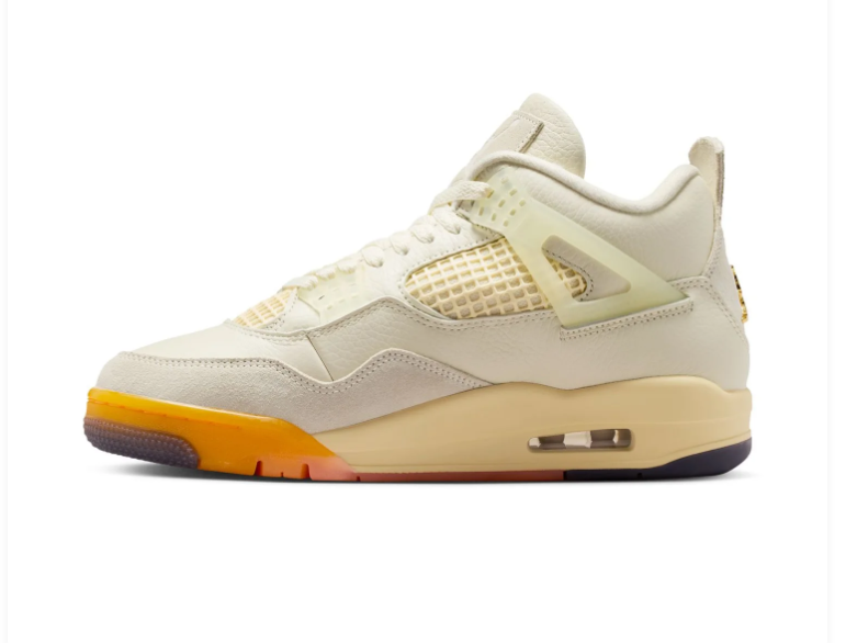 Air Jordan 4 Retro Shimmer Sail Peach Cream Gold Sneakers