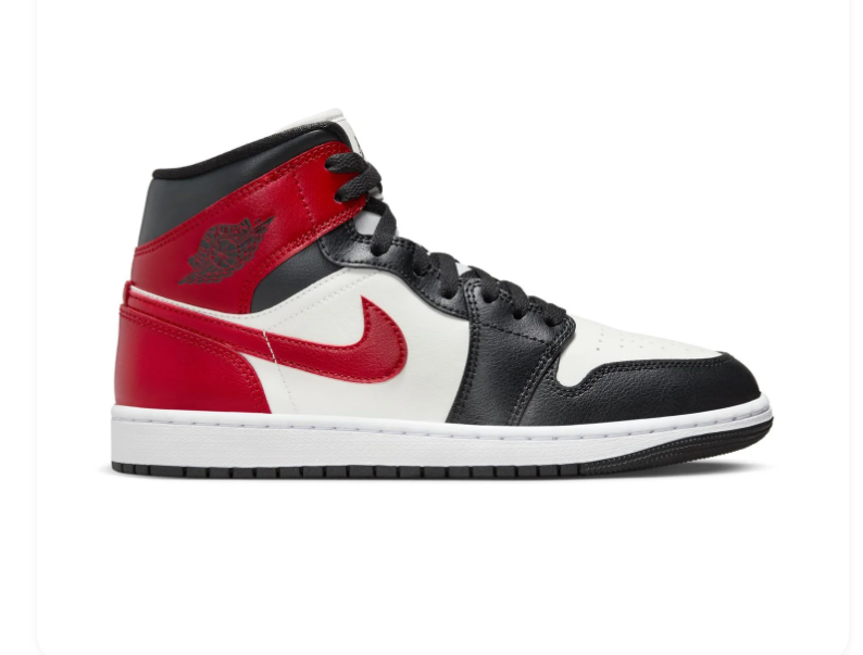 Air Jordan 1 Mid Chicago Black Red White Sneakers