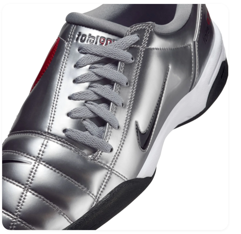 Nike Total 90 Laser IC Metallic Silver Dark Red Black Indoor Court Football Sneakers
