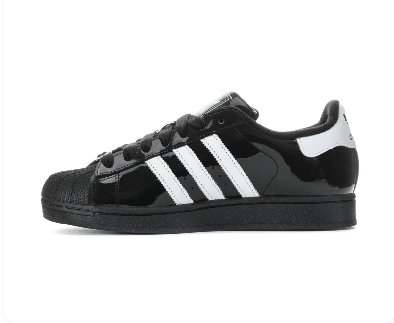 Adidas Superstar Black Patent Leather White Shell Toe Sneakers
