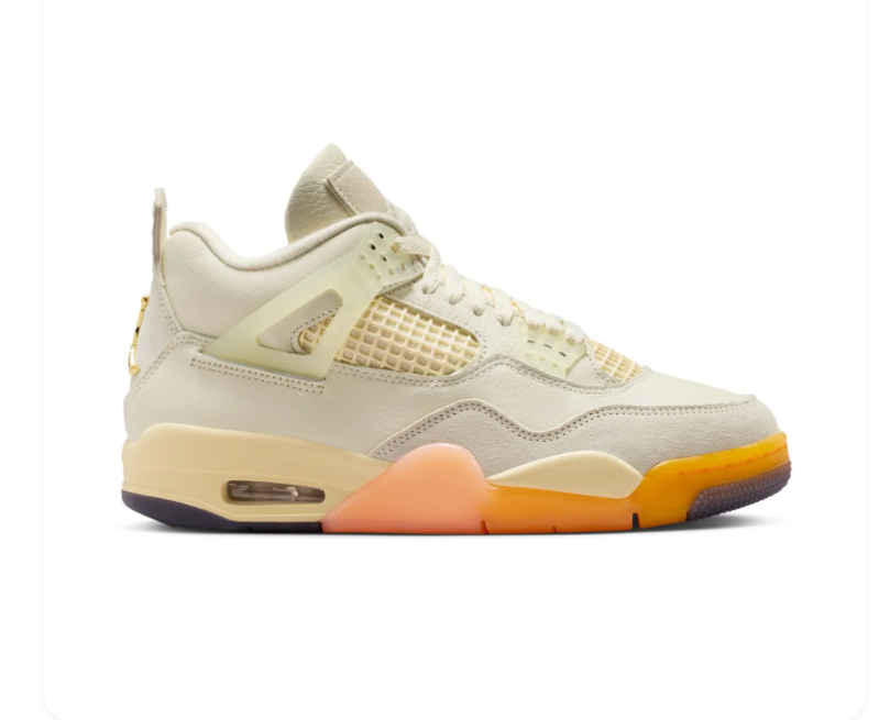 Air Jordan 4 Retro Shimmer Sail Peach Cream Gold Sneakers