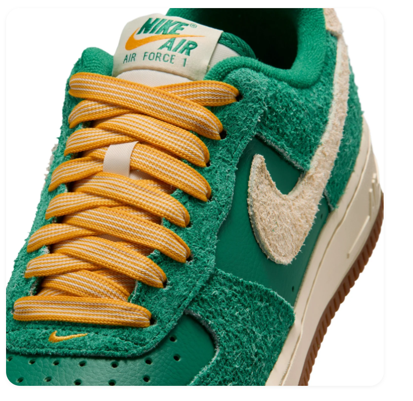 Nike Air Force 1 Low '07 Malachite Green Sail University Gold Embossed Texture Gum Classic Court Lifestyle Sneakers