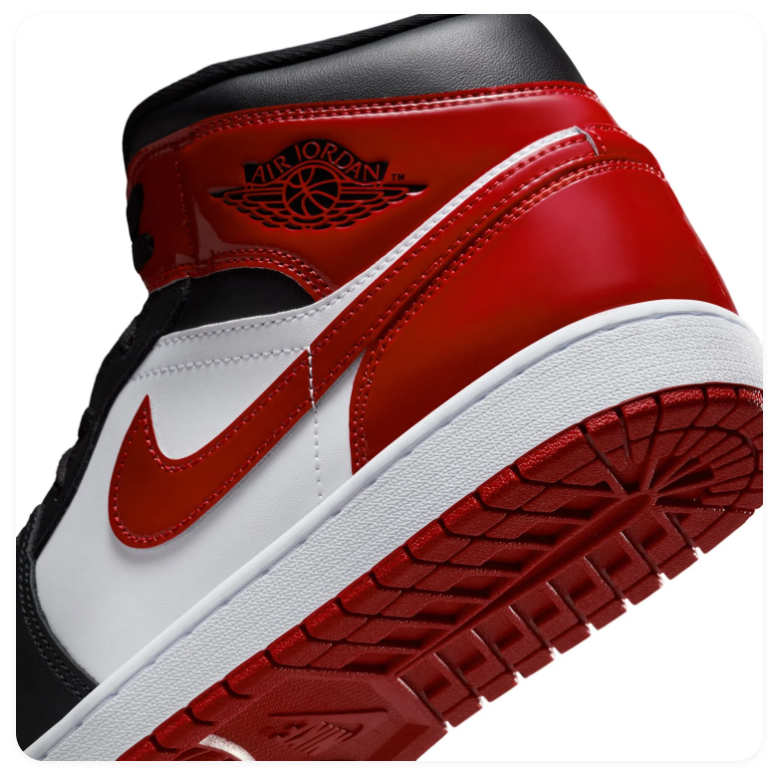 Air Jordan 1 Mid Bred Toe Black Red White Sneakers