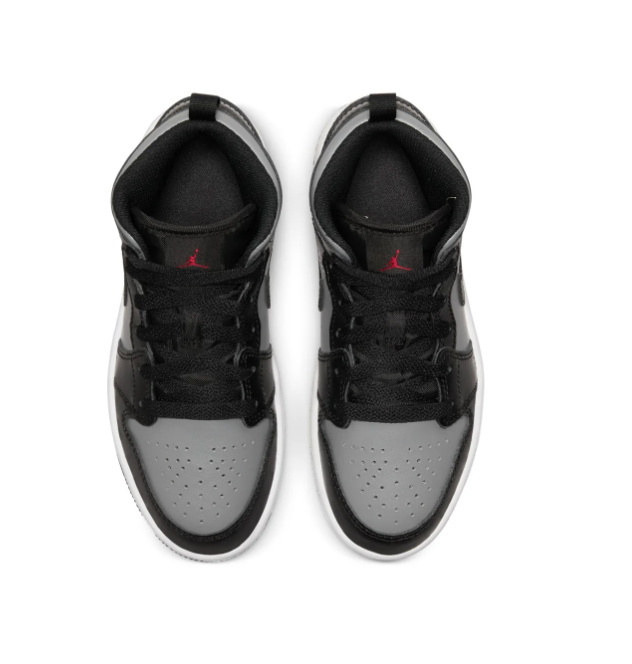 Air Jordan 1 Mid Shadow Grey Black Red Sneakers