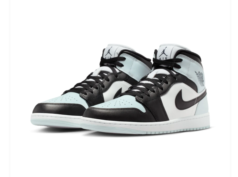 Air Jordan 1 Mid Barely Green Black White Sneakers