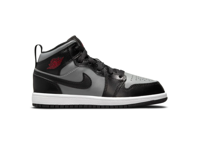 Air Jordan 1 Mid Shadow Grey Black Red Sneakers