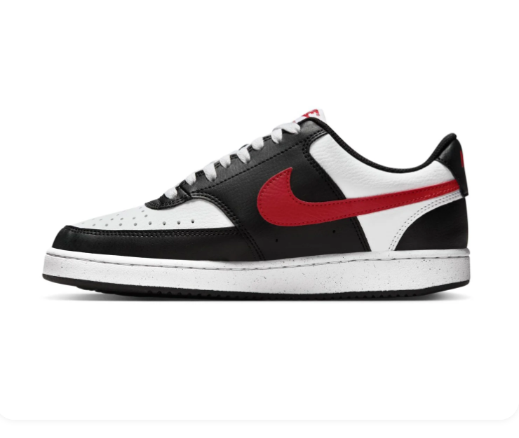 Nike Court Vision Low Black White University Red Classic Leather Sneakers