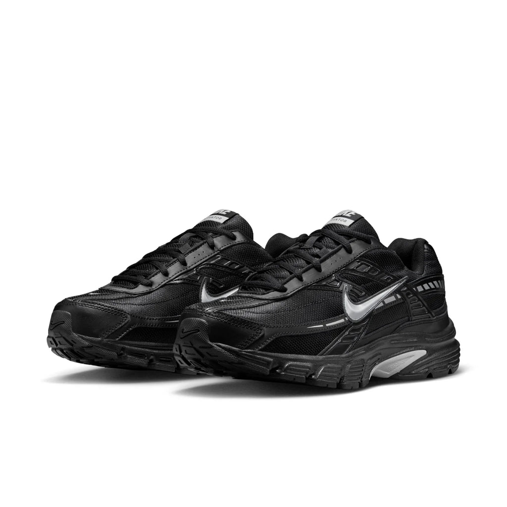 Nike Initiator Triple Black Metallic Silver Retro Running Sneakers