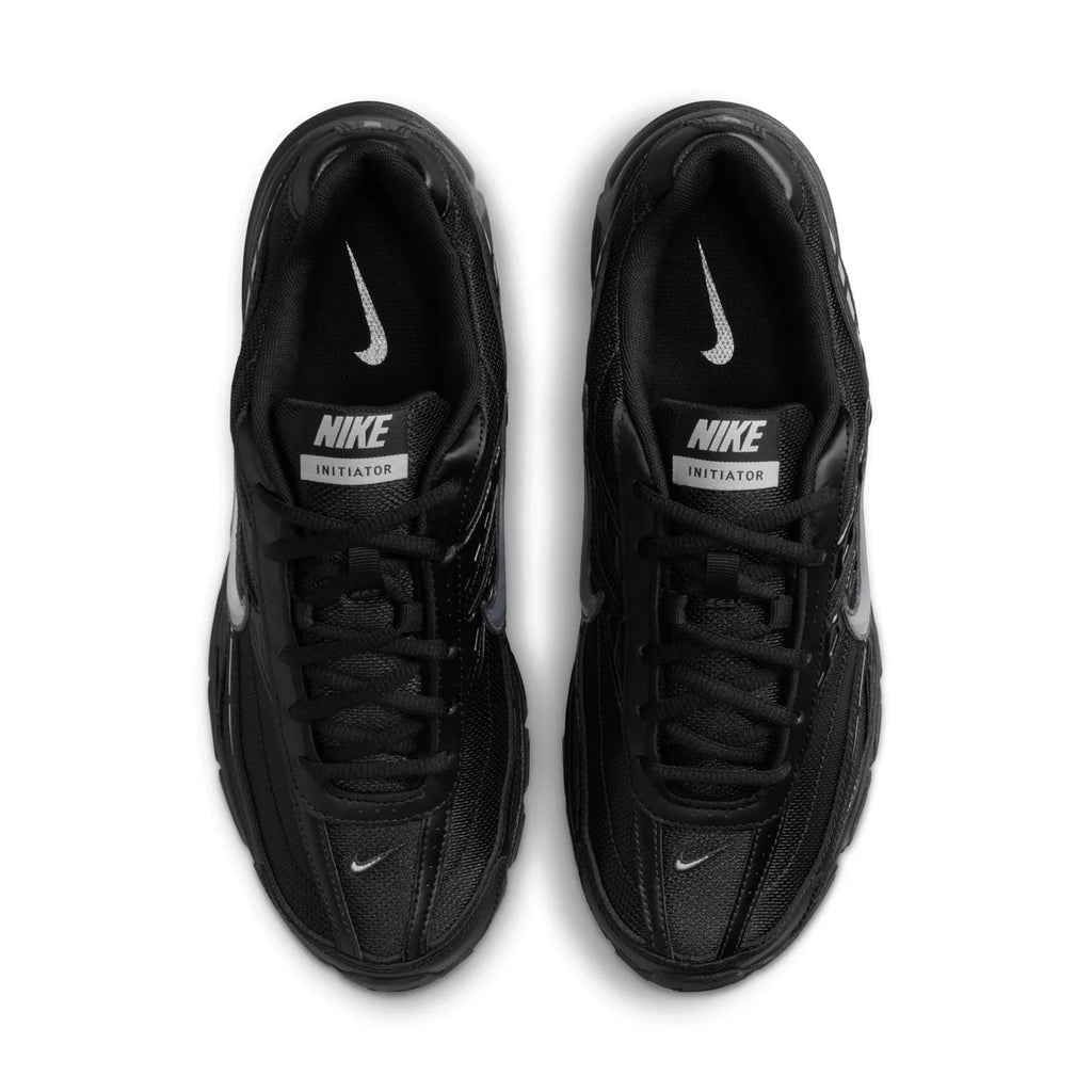 Nike Initiator Triple Black Metallic Silver Retro Running Sneakers