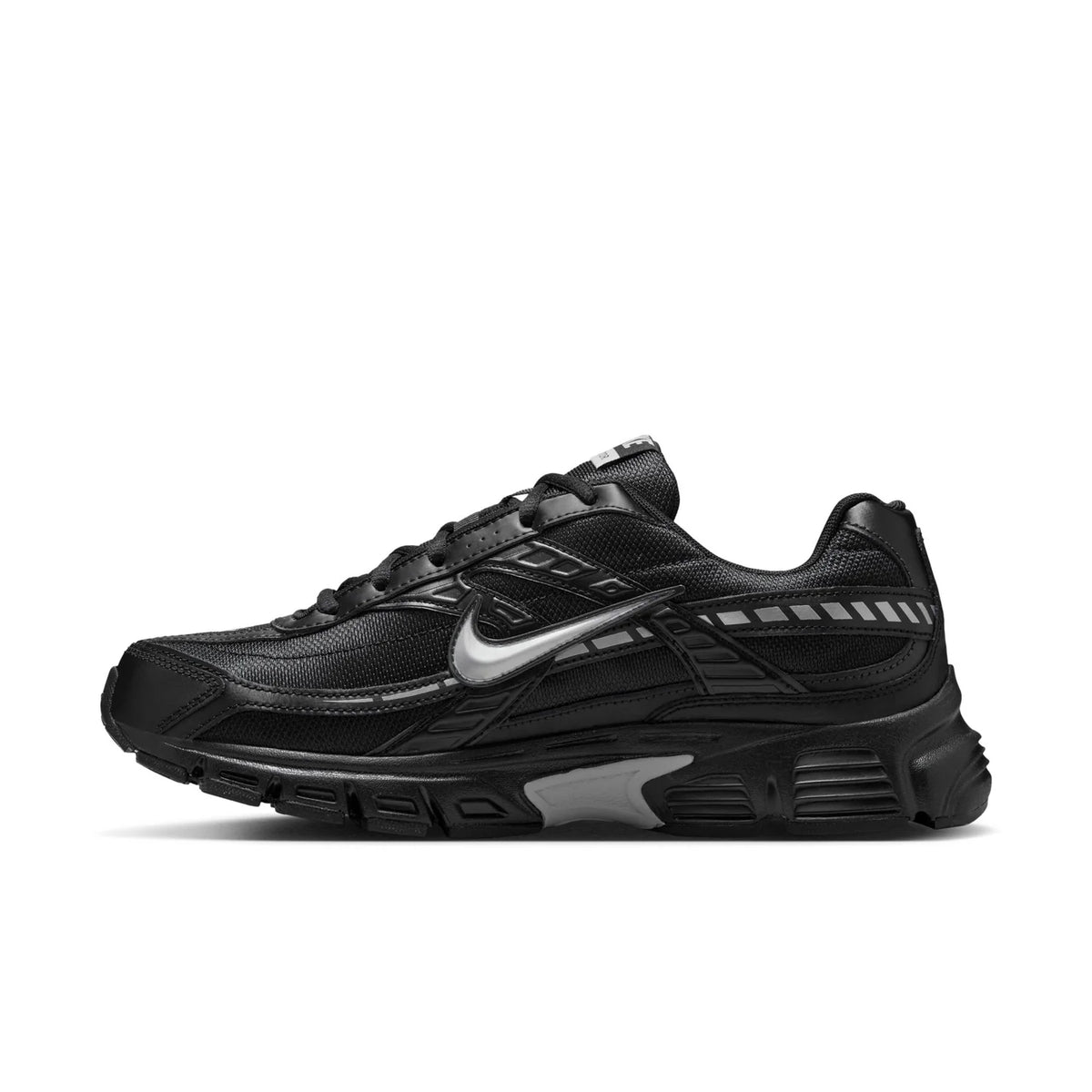Nike Initiator Triple Black Metallic Silver Retro Running Sneakers