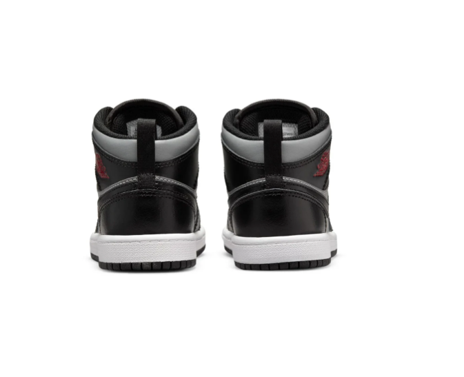 Air Jordan 1 Mid Shadow Grey Black Red Sneakers