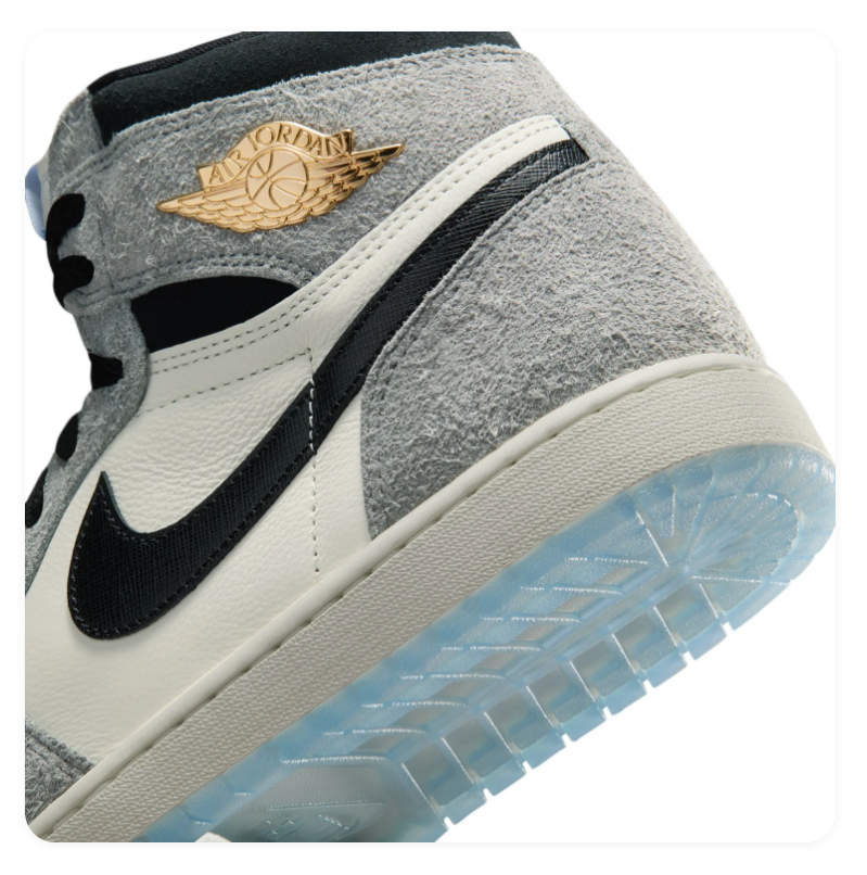 Air Jordan 1 Retro High OG Grey Elephant Print Gold Blue Sneakers