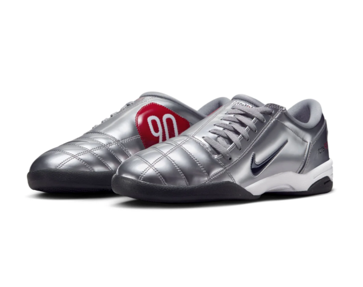 Nike Total 90 Laser IC Metallic Silver Dark Red Black Indoor Court Football Sneakers