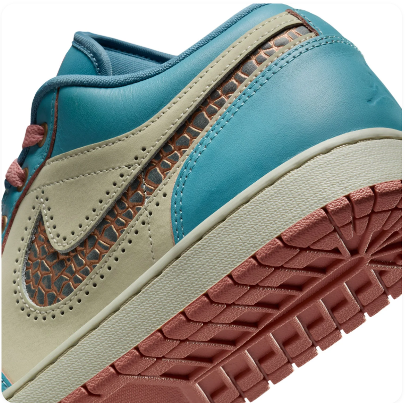 Air Jordan 1 Low SE Dia de Muertos Cerulean Blue Sail Pink Geometric Swoosh Sneakers