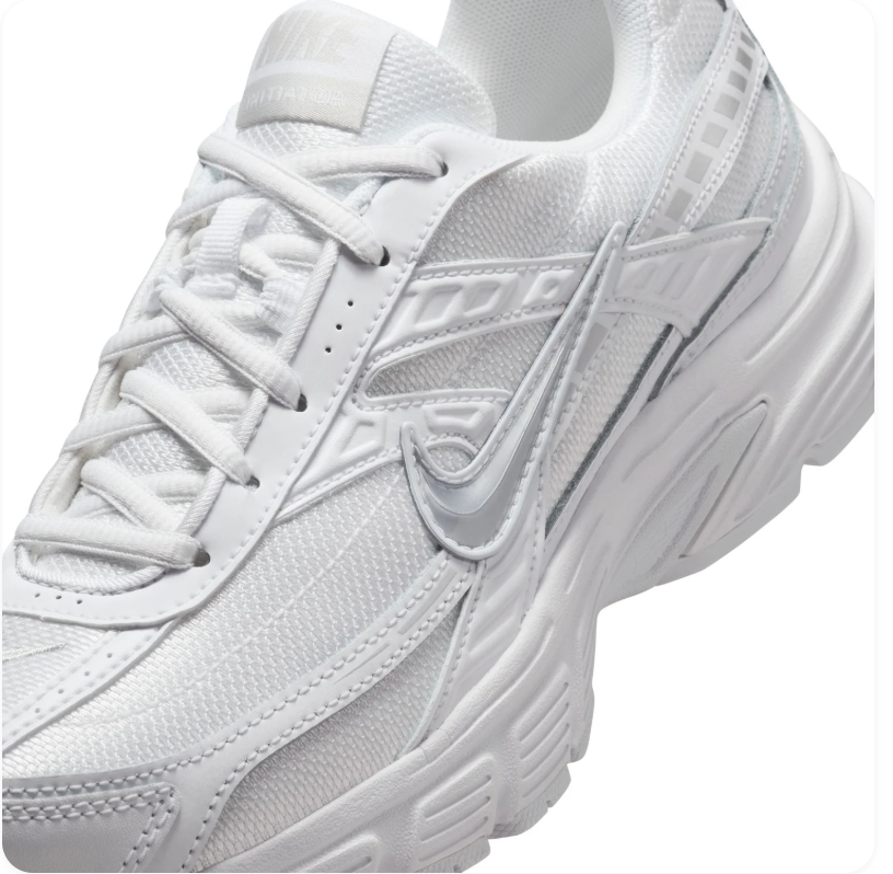 Nike Initiator Triple White Metallic Silver Retro Running Sneakers